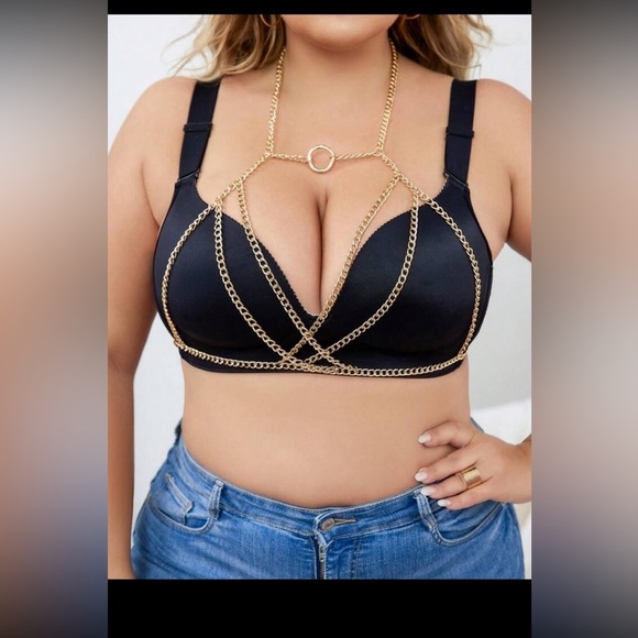 Plus Ring Linked Chain Detail Harness Bra size XL - Picture 5 of 11